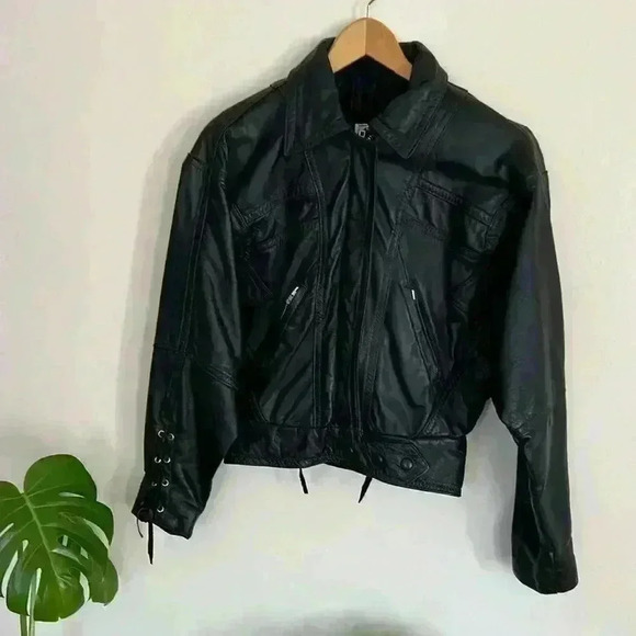 VINTAGE Rare 80's LEATHER BOMBER JACKET - Picture 2 of 5